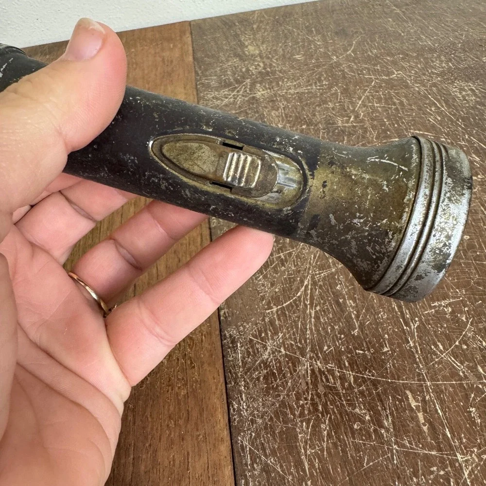 Burgess Made in USA Vintage‎ Metal Flashlight Glass Lens Untested
